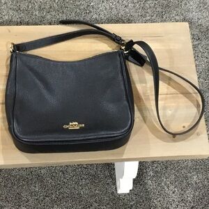 Coach Black Pebbled Leather Crossbody Bag with Gold Hardware